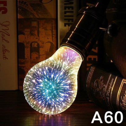 LED Light Bulb 3D Decoration Bulb Firework Lights Novelty Lamp Home Decor Gym From House A60