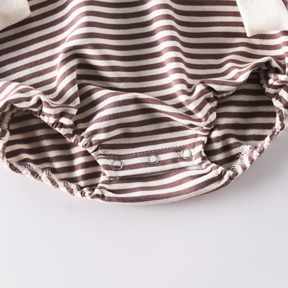 Ins Autumn Baby Striped Baby Clothes Hooded One-piece Hatching Climbing Suit Thickened Kids DealSniper.net