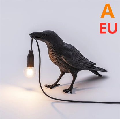 Creative Auspicious Bird Resin Wall Lamp Decoration Home Decor dealsniper-net Black A EU