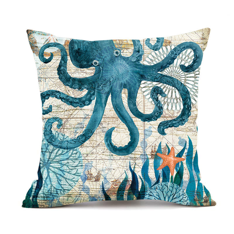 Cushion Covers Sea Turtle Printed Throw Pillow Cases House dealsniper-net Octopus 45x45cm