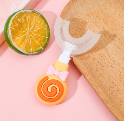 Children's U-shaped Food Grade Soft Rubber Toothbrush Health dealsniper-net Lollipop Ushaped