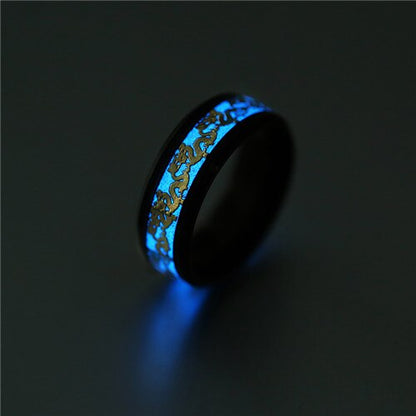 Chinese national dragon pattern blue ring fluorescent ring male Jewelry dealsniper-net Blue 10