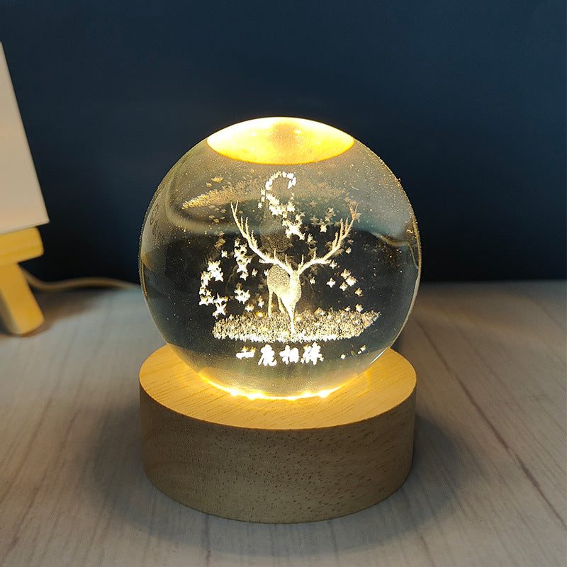 Usb Plug-in Luminous Crystal Ball Night Light Home Decor Gym From House