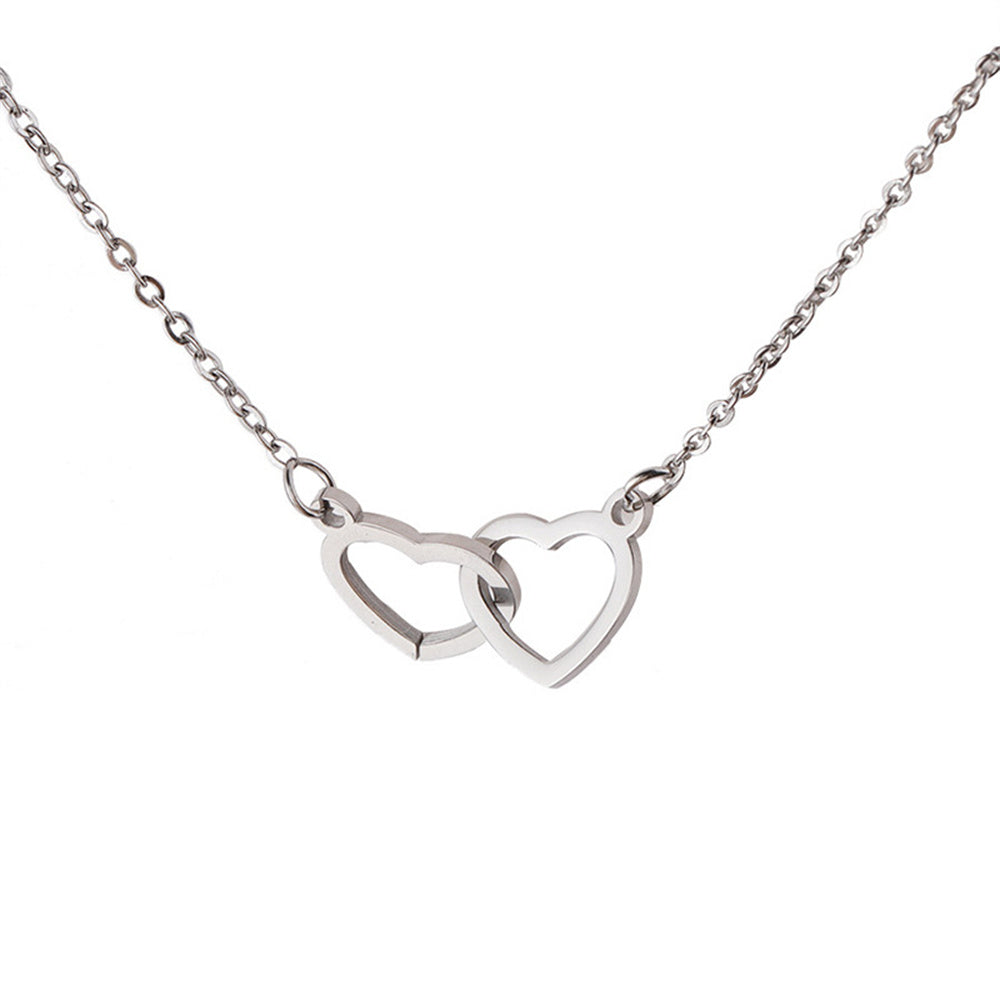 Mirror Stainless Steel Necklace Heart-to-heart Titanium Steel Jewelry dealsniper-net Silver