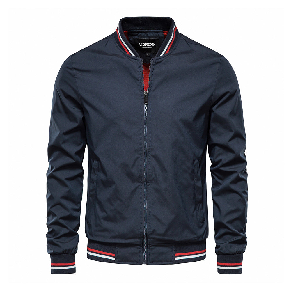 Trendy Men's Jacket Spring And Autumn Coat Fashion Outerwear Men Gym From House 831 navy blue 4XL