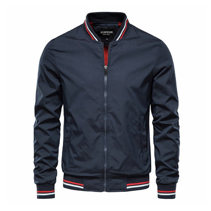 Trendy Men's Jacket Spring And Autumn Coat Fashion Outerwear Men Gym From House 831 navy blue 4XL