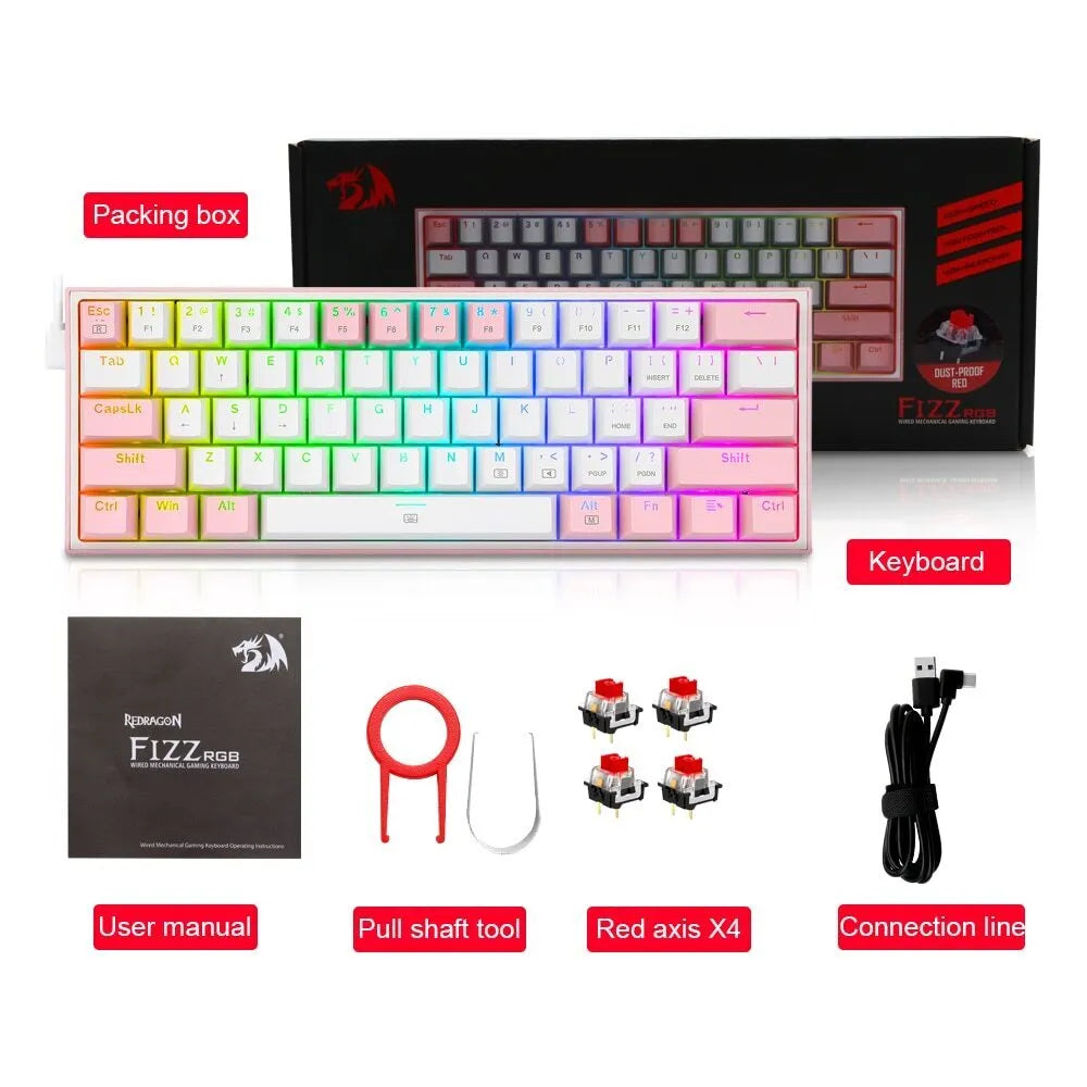 RGB Light Dual Keycap Wired Mechanical Keyboard Electronic dealsniper-net