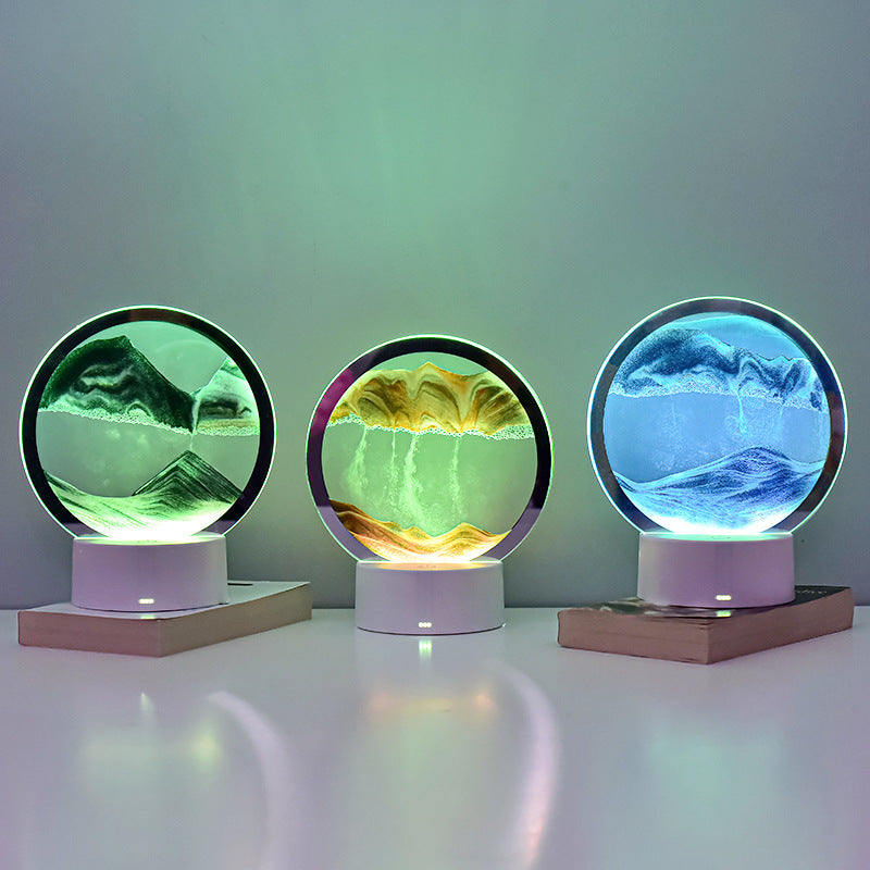 Desktop Quicksand Painting Dynamic Decoration Hourglass Lamp Home Decor Gym From House