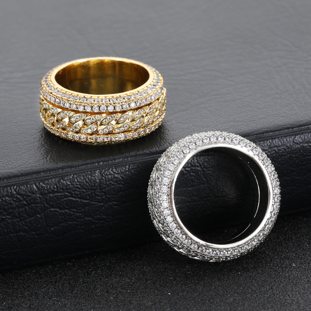 Fashion Statement Hip Hop Zircon Ring Rotatable Cuban Ring Jewelry dealsniper-net