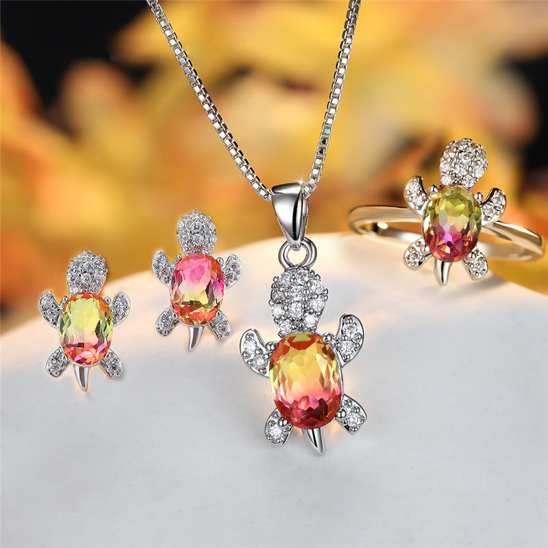 Fashion Oval Zircon Pendant Turtle Shape Necklaces Jewelry Gym From House Pink yellow number 10