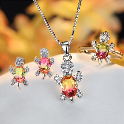 Fashion Oval Zircon Pendant Turtle Shape Necklaces Jewelry Gym From House Pink yellow number 10