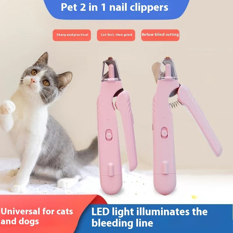 2 In 1 Pet Nail Clippers With Led Light Dog Cat Special Blood Line Pets Gym From House
