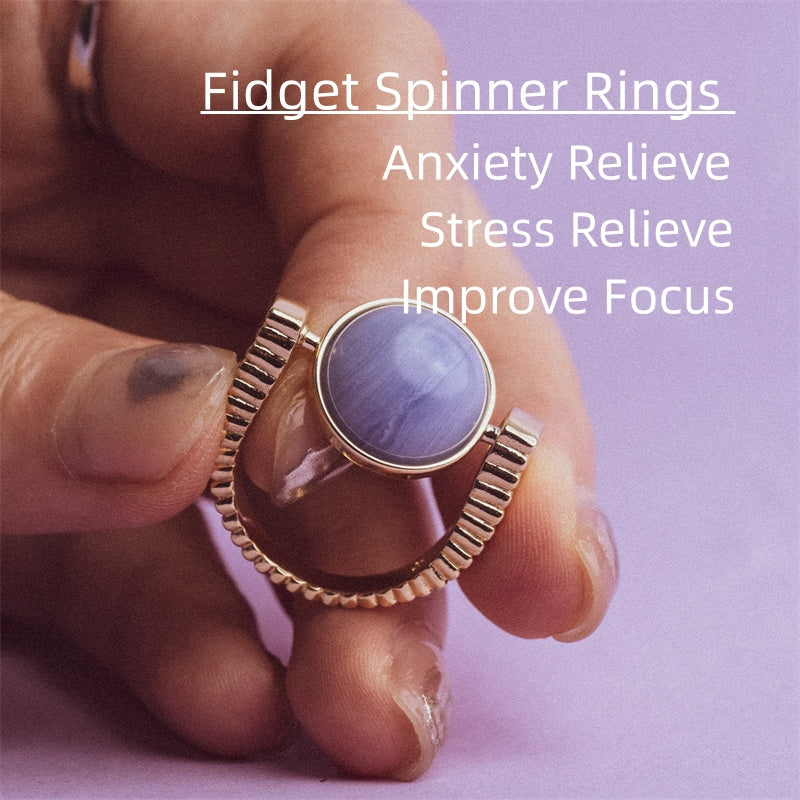 Original Fidget Spinner Rings Natural Stone Rings Spinners Gifts Holidays dealsniper-net