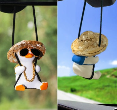 Pistol Cowboy Duck Car Rearview Mirror Pendant Decoration Vehicle Gym From House Blue knapsack duck