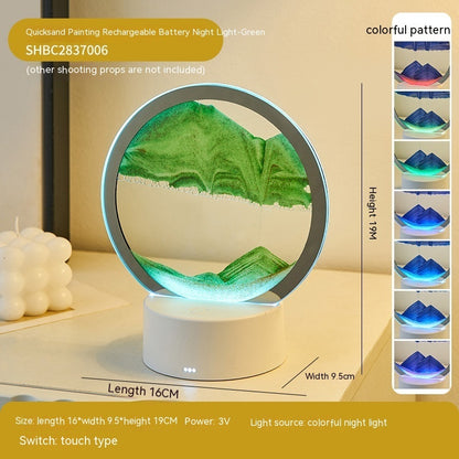 Creative Gift Quicksand Lamp Decorative Lamp Home Decor dealsniper-net 5WRGBUSB Power Supply Green