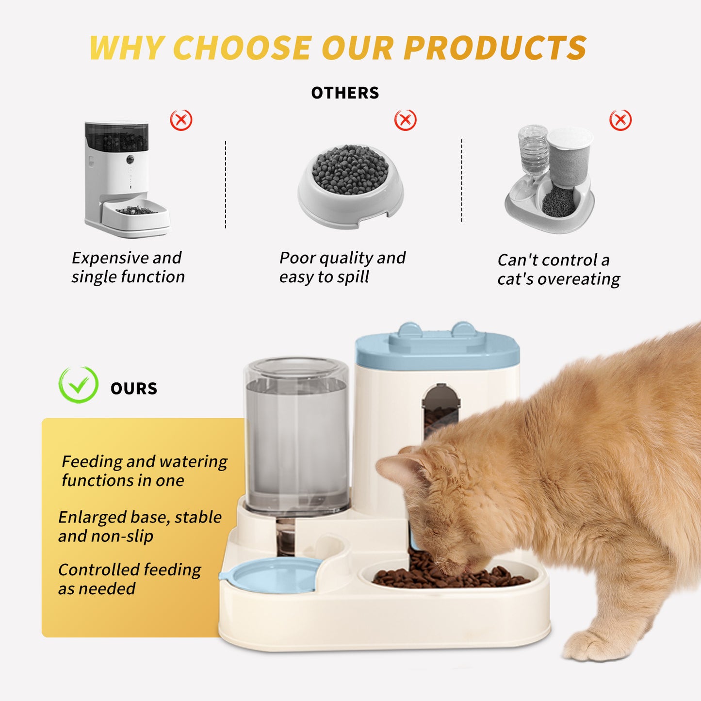 Fully Automatic 2in1 Cat Food Dispenser - Integrated Water Dispenser Pets Gym From House