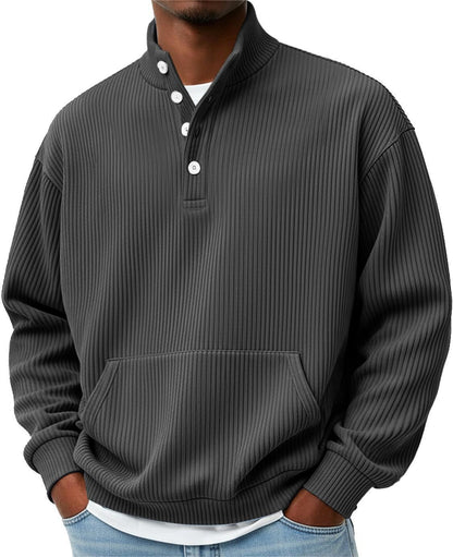 Mens Solid-Color Turtleneck Casual Long-Sleeve Polo Sweatshirt Men DealSniper.net Black 3XL