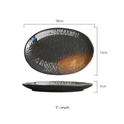 Large Ceramic Rice Kitchen Household Flat Oval Large Plate Kitchen DealSniper.net Jiyun Danshaped plate 7inches