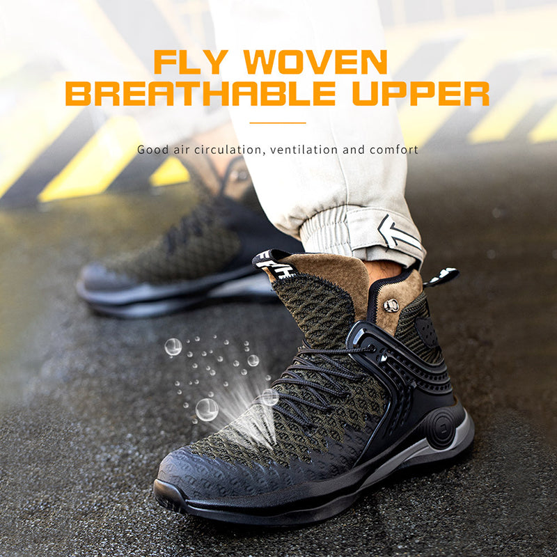 High-top Safety Shoes Construction Protective Footwear Men Steel Toe Shoes Breathable Hiking Boots Puncture Proof Work Boots Men dealsniper-net