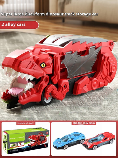 Dinosaur Swallowing Car Attack Tyrannosaurus Rex Deformation Toy Kids dealsniper-net Red With 2 Cars