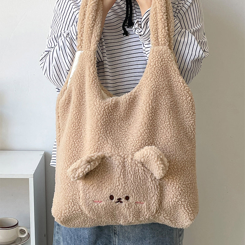 Personalized Bag For Women 3D Cartoon Bear Lamb Wool