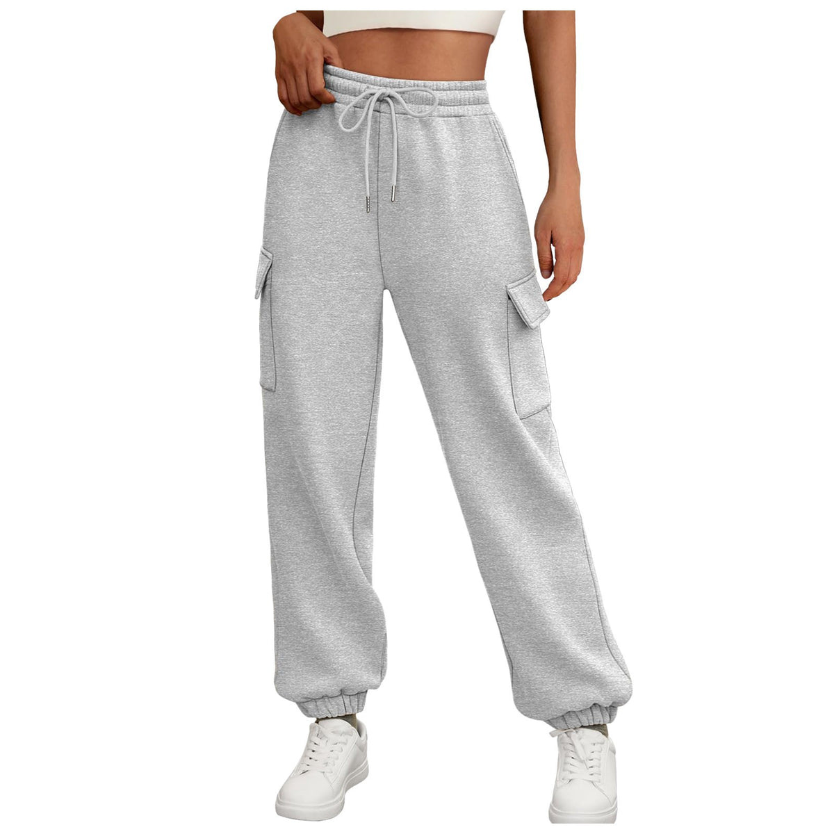 Women's Sweatpants Fleece Lined Baggy Athletic Jogger Women Gym From House Light Gray 2XL