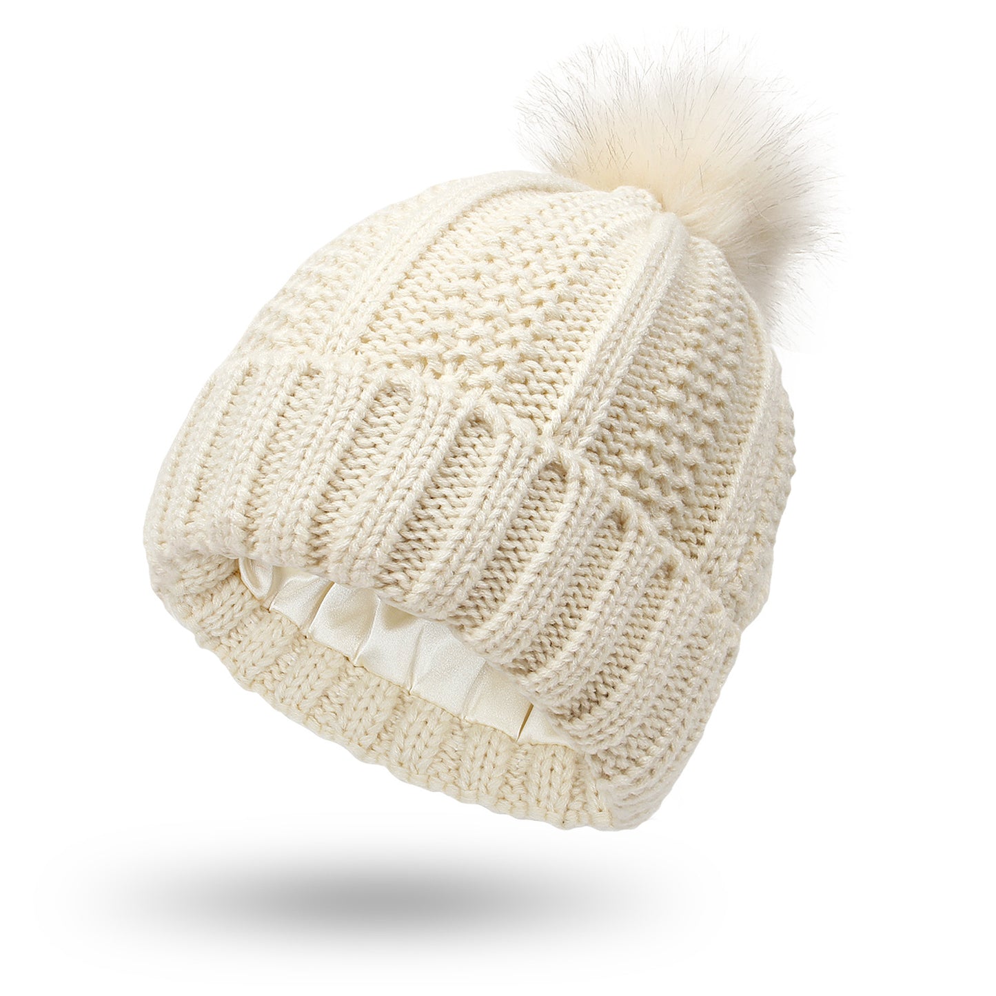 Winter Knitted Hats Fashion Stretchy Lined Skull Hats For Women Women Gym From House Beige One size