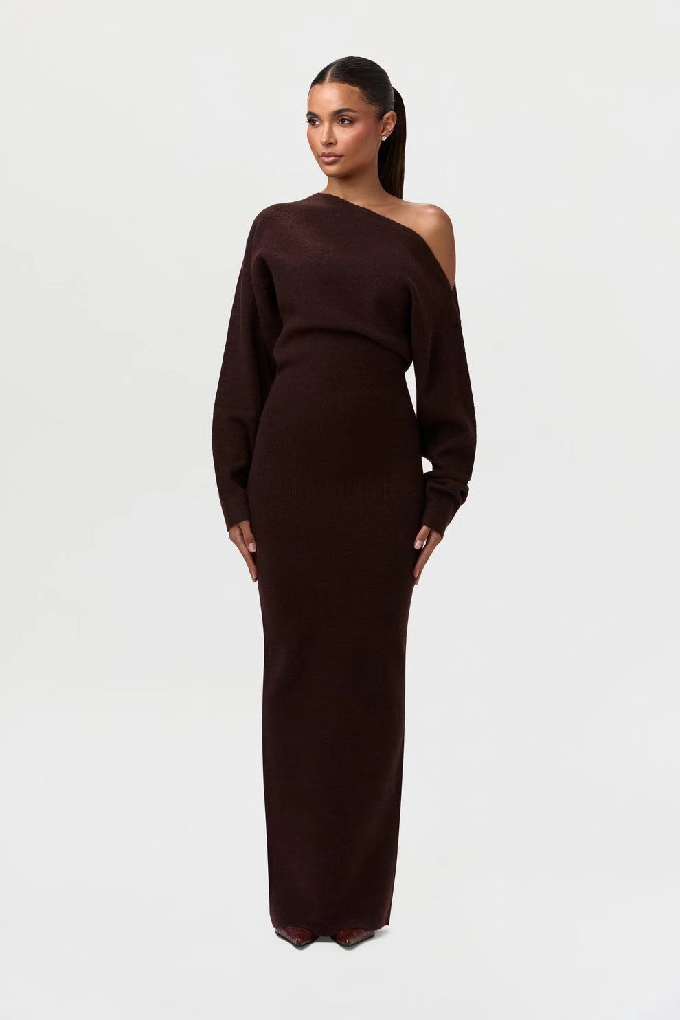 Ins Slim Long Sleeve Knitted Dress Evening Party Dresses Women Gym From House Coffee L