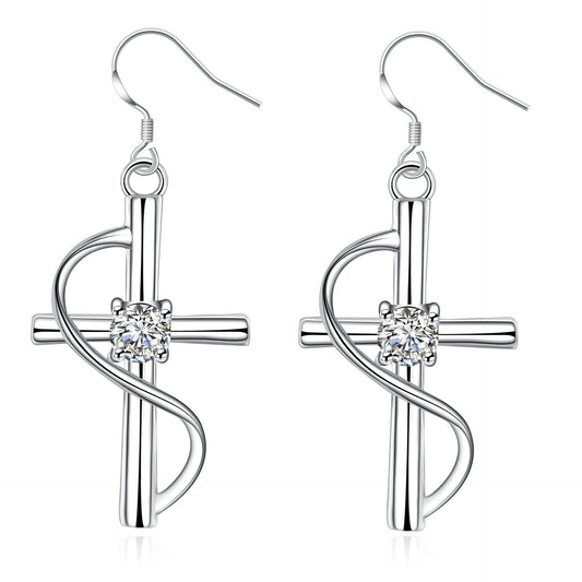 New Cross-border Popular Elongated Cross Earrings Jewelry dealsniper-net