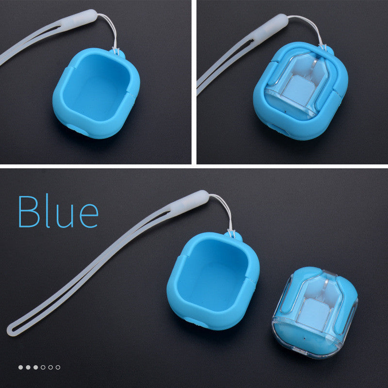 New Mini Transparent Wireless Bluetooth Headset Digital Display Gadgets dealsniper-net Blue headphone case