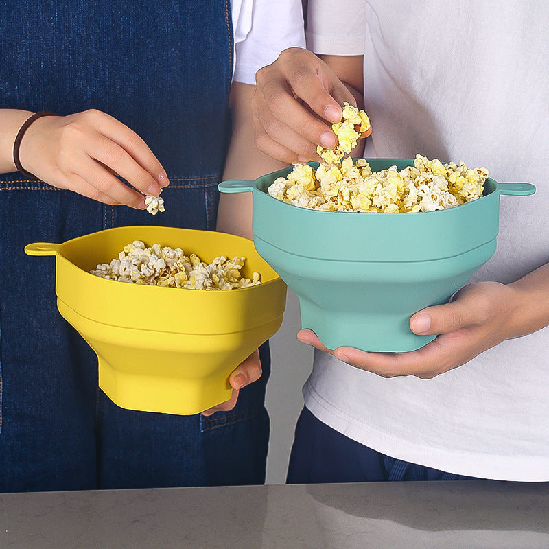 Silicone Popcorn Bucket High Temperature Resistant With Cover Kitchen dealsniper-net