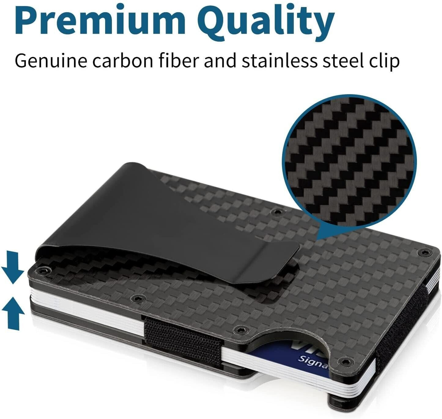 Carbon Fiber Blocking Slim Money Clip RFID Card Gift