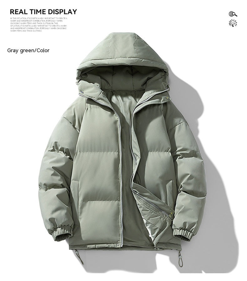 Men's Hoodie Coat Winter Fashion Solid ZIp-up Thickened Jacket Men null Gray Green S