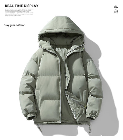 Men's Hoodie Coat Winter Fashion Solid ZIp-up Thickened Jacket Men null Gray Green S