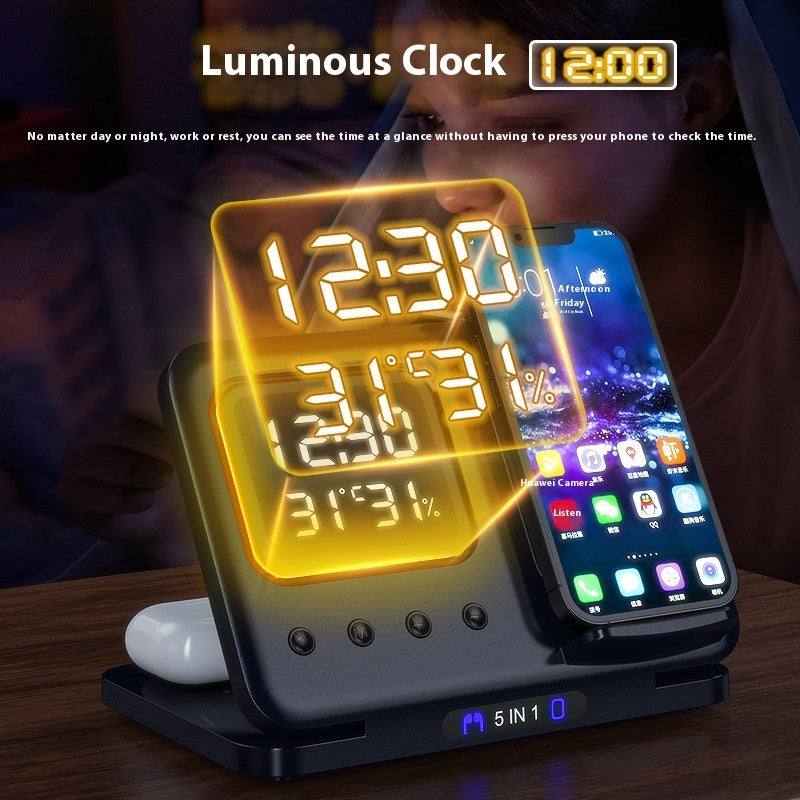 15W Wireless Chargers Stand 5 In1 LED Digital Alarm Clock Electronics dealsniper-net