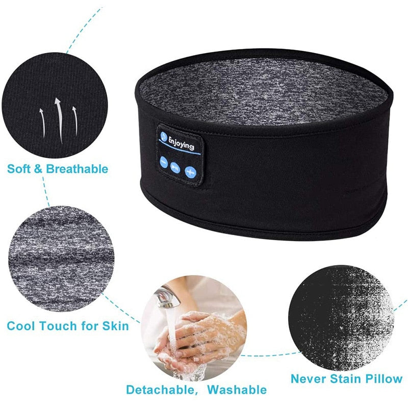 Wireless Bluetooth Sleeping Headphones Headband Thin Soft Elastic Comfortable Music Ear Phones Eye Mask For Side Sleeper Sports Sports DealSniper.net