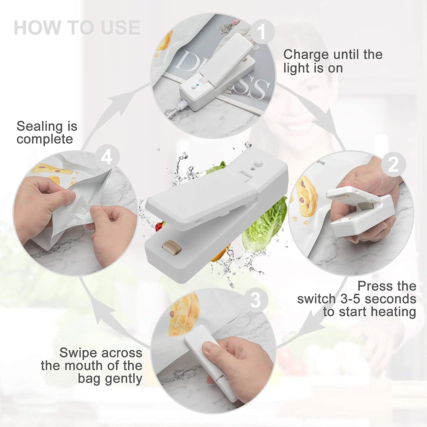 New Household Mini Snack Packaging Bag Heat Sealing Machine Artifact Kitchen dealsniper-net