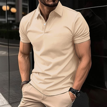Summer Short Sleeve Polo Shirt Men Solid Color Men dealsniper-net Khaki 2XL