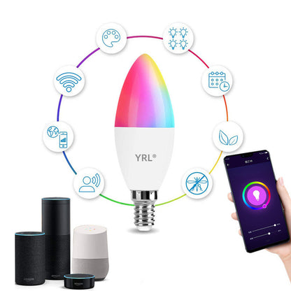 Smart WifI Led Lamp E14 RGB CW WW Led Bulb Dimmable Home Decor dealsniper-net