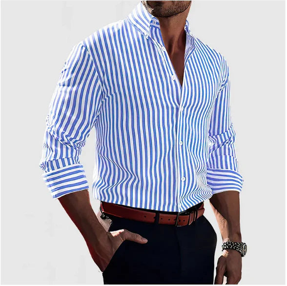 Ins Stripe Printed Long Sleeve Shirt Men Fashion Men Gym From House CX1688XC617 2XL