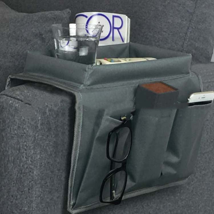 Handrail Couch Armrest Arm Rest Organizer Remote Control Holder Bag On TV Sofa House DealSniper.net Grey