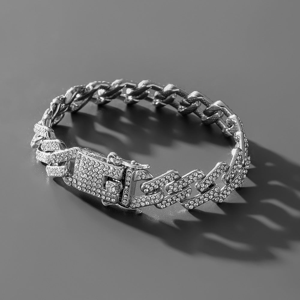 Hip Hop Trend Full Diamond Cuban Link Chain Men's Bracelet Jewelry Gym From House Y522 Silver Bracelet