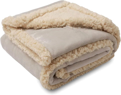 Flannel Cotton Wool Sherpa Thick Pet Blanket Dog Kennel Pets DealSniper.net Beige L