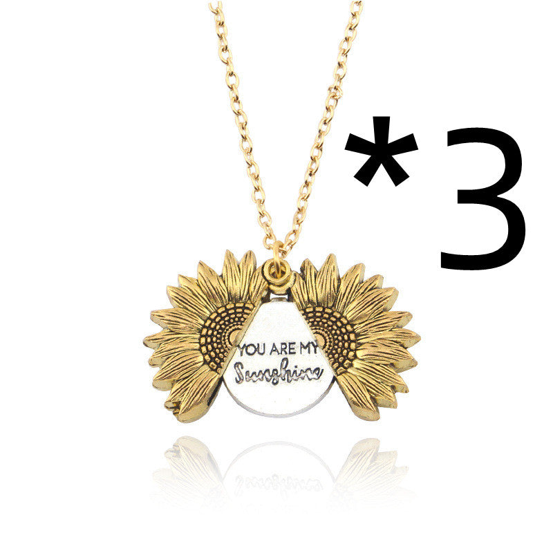 You Are My Sunshine Sunflower Necklace Women Men Women dealsniper-net Gold 3PCS