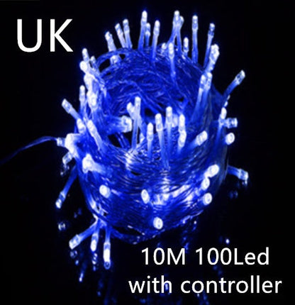 LED Curtain Garland On The Window USB String Lights Holidays DealSniper.net Blue with controller 10M100Led