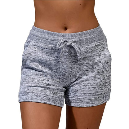 Women Shorts Quick-dry Lace-up Stretch Sports Pants Women dealsniper-net Gray 2XL