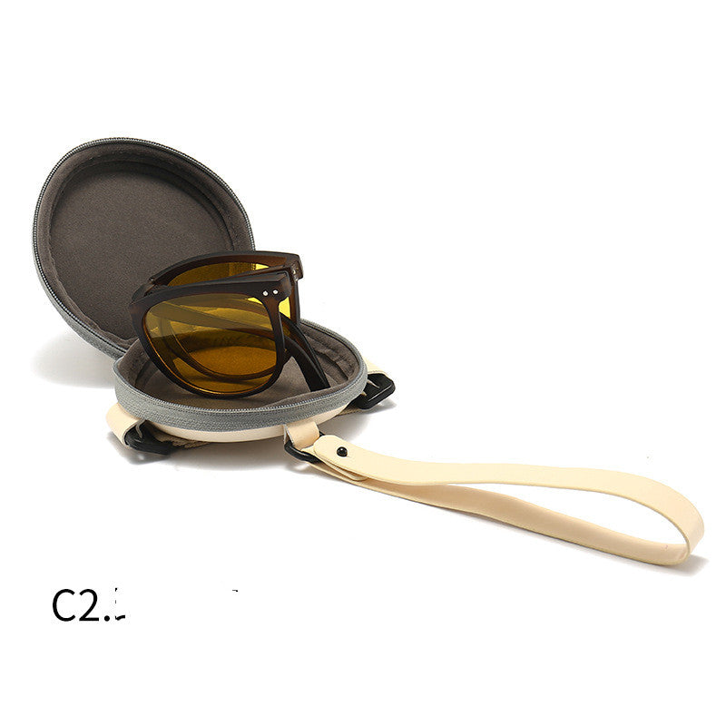 Trendy Foldable Sunglasses For Women TR Polarized Folding Sun Glasses Deals dealsniper-net Amber Coffee With case Polarized light