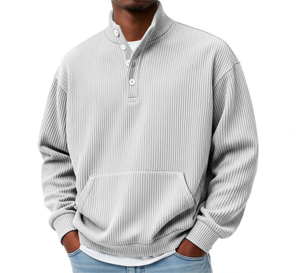 Mens Solid-Color Turtleneck Casual Long-Sleeve Polo Sweatshirt Men DealSniper.net