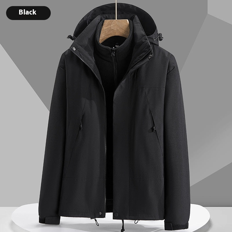 Hooded Windbreaker Unisex Fashion Color block Men DealSniper.net Three in one black 2XL