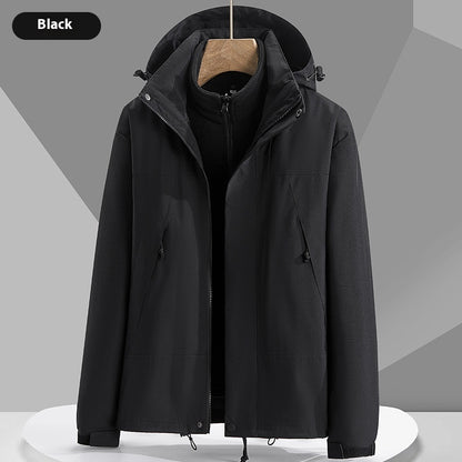 Hooded Windbreaker Unisex Fashion Color block Men DealSniper.net Three in one black 2XL